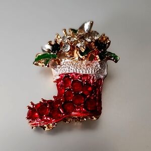 Stocking Bling Christmas Brooch